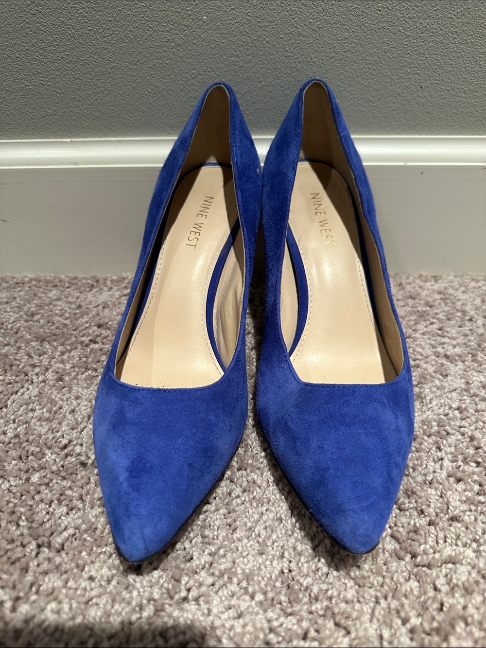 Nine West Cobalt Blue Suede Pointed-Toe Pumps